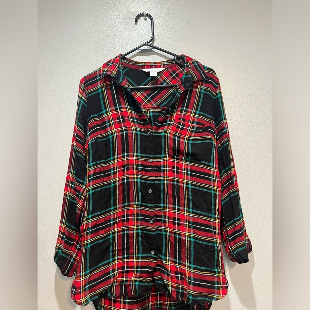 Christmas color flannel button up